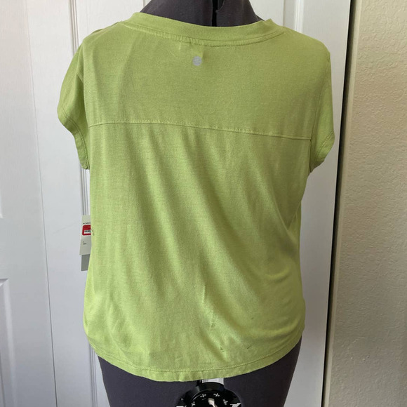 NWT Z by Zella Cotton Blend Green Kyla Scoop Neck Cap Sleeve Shirt • Size L 🗣 - Picture 3 of 3
